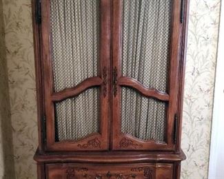 Vintage Armoir With 5 Drawers, And Screen Panneled Drawers, 74.5" x 38" x 19"