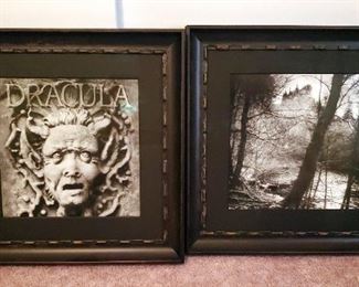 Framed Under Glass Dracula Prints, Qty 2, 19" x 19"