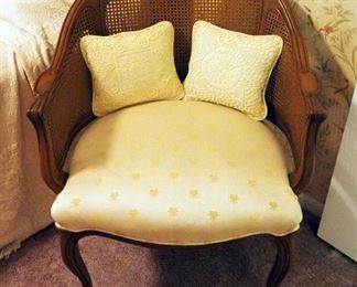 Upholstered Side Chair, With Cane Back, 30" x 26" x 18", Includes Throw Pillows, Qty 2