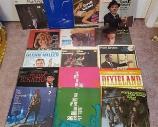 Vinyl LP Records Including Nat King Cole, Errol Garner, Ella Fitzgerald, Glen Miller, Frank Sinatra, And More, Qty 16