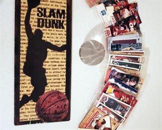 Tops Baseball Trading Cards, Presidential Club Collecter Cards, Metal Slam Dunk Wall Dï¿½cor, And Glass Baskeball Paper Weight