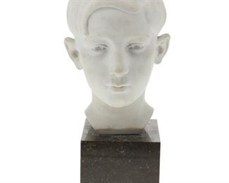 1033
Roger Bertrand Baron
1907-1994, French
Bust Of A Young Boy, 1943
Marble
Signed and dated: R.B. Baron / 43
10.5" H x 7" W x 8" D
Estimate: $500 - $700