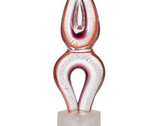 1122
A Contemporary Venetian Murano Glass Teardrop Sculpture
Circa 1950
Possibly by Flavio Poli Sommerso, with foil inclusions
24.5" H x 7.5" W x 6.5" D
Estimate: $500 - $700