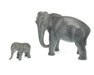 1138
Wah Ming Chang
1917-2003, Chinese/American
Elephants
Patinated bronze
Edition 88/90; each signed: Wah Chang
Larger: 8" H x 10.25" W x 5.25" D
Estimate: $300 - $500