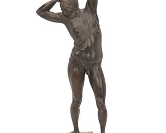1144
Louis Thiele Quaintance
20th-21st Century, American
Morning Stretch, 1984
Patinated bronze
Signed and dated: Louis Quaintance / artist [prof] / 1984
27.5" H x 12.5" W x 7.75" D
Estimate: $200 - $400