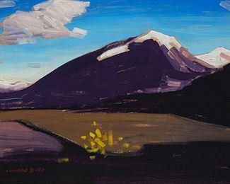 2003
Conrad Buff
1886-1975, Laguna Hills, CA
"Early Morning Landscape"
Oil on paperboard
Estate signed lower left: Conrad Buff; estate stamped and titled on labels affixed to the back board
12" H x 16" W
Estimate: $1,000 - $1,500