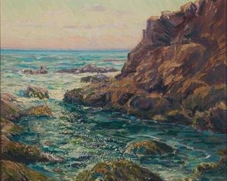 2009
Clyde Forsythe
1885-1962, Pasadena, CA
Barn In A Landscape, 1917
Oil on board
Signed and dated lower right: Clyde Forsythe
Sight: 8" H x 11.75" W
Estimate: $600 - $800