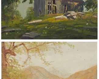 2012
Walter Barron Currier
1879-1934, Santa Monica, CA
"Serenity, Arch Beach Laguna," 1924
Oil on board
Signed lower right: Walter Barron Currier; titled and dated on the artist's studio label affixed verso
20" H x 16" W
Estimate: $800 - $1,200