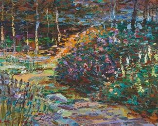 2061
Lau Chun
b. 1942, Chinese/American
"Morning"
Oil on canvas
Signed lower left: Lau Chun; titled by repute
12" H x 16" W
Estimate: $800 - $1,200