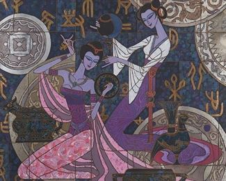 2064
Zu Ming Ho
b. 1949, Chinese
"New Mosaic"
Acrylic on rice paper under Plexiglas
Signed lower right: Zu Ming Ho; titled by repute
Sight: 38" H x 38" W
Estimate: $300 - $500