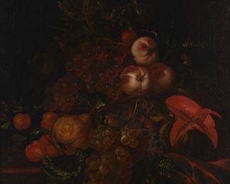 2077
18th Century Dutch School
Still life of fruit
Oil on canvas laid to waxed canvas
Signed indistinctly lower left
30" H x 23.25" W
Estimate: $1,000 - $2,000