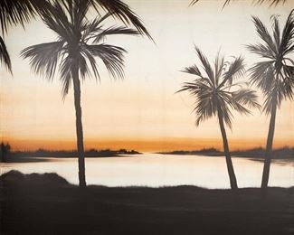 2088
Hamilton Aguiar
b. 1965, Brazilian/American
"Off Shore Breeze," 2005
Oil over silver leaf on canvas
Signed lower right: H. Aguiar; signed again, titled, dated, and numbered verso: #078
70" H x 70" W
Estimate: $1,200 - $1,800