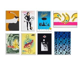 2105
A Group Of Cinematic Posters
20th/21st Century <br /> Edition of Breaking Bad poster: P/A, signed indistinctly lower right, the rest are unsigned <br /> Largest: 39.25" H x 27.5" W <br />
Various Titles
Color posters on paper; Arturo Negrete, Mexico City, prntr.; Wolfryd-Selway Projects, Mexico City, pub. <br />
Eight works

Each with the publisher's printed logo signed by the printer on the verso; the Breaking Bad poster inscribed P/A and signed indistinctly in pencil in the lower margin; the remainder are unsigned and unnumbered

Largest: 39.25" H x 27.5" W
Estimate: $200 - $400