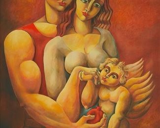 2109
Yuri Gevorgian Yuroz
b. 1956, Armenian/American
"The Blessing"
Color screenprint on canvas
Edition 24/150; signed lower right: Yuroz, titled by repute
45" H x 34" W
Estimate: $800 - $1,200