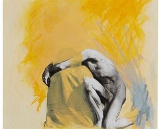 2113
Scott Treleaven
b. 1972, Canadian
"Cimitero Drawing 16," 2010
Vinyl paint and collage on paper under Plexiglas
Appears unsigned; titled and dated on a gallery label affixed to the backing board
27" H x 17" W
Estimate: $1,000 - $2,000