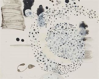 2116
John Morris
b. 1965, American
"Creative Destruction #6 (A Drawing For Joseph Schumpeter)," 2002
Ink, acrylic, and graphite on lined notebook paper under Plexiglas
Signed twice, dated, and numbered verso: John Morris / JM/DT-557-D
11.5" H x 8.5" W
Estimate: $500 - $700