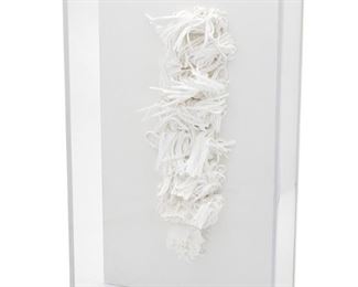 2122
Jonathan Callan
b. 1961, English
"Every Other Verse," 2000
Silicone on a white-painted wooden base in an acrylic box
Unsigned
2.5" H x 12.25" W x 4" D
Estimate: $500 - $700