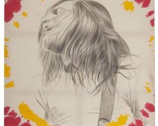 2125
Cornelius Quabeck
b. 1974, German
"John," 2006
Charcoal and fabric paint on nettle
Signed, titled, and dated verso: C. Quabeck
90.5" H x 74.75" W
Estimate: $1,000 - $2,000