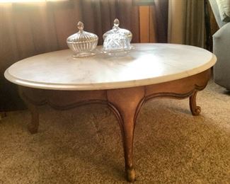 French Provincial Coffee Table with Marble Top