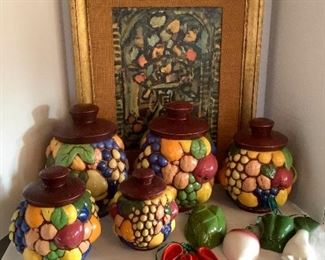Hand Painted Cookie Jars and Picture