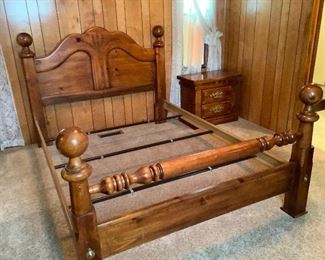 Queen Wood Bed Frame and Nightstand