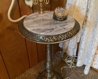 Vintage Phone Table and Gold Mirror