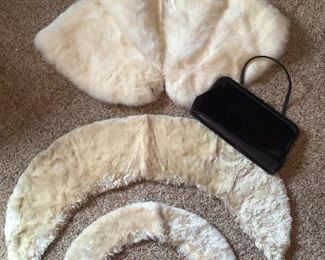 Vintage Rabbit Stole and Handbag