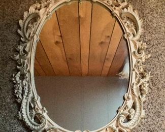 Vintage Scroll Mirror and 18th Century Europa Bowl