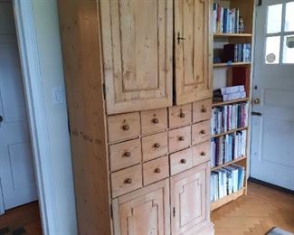 English PINE country furniture with 12 mini-drawers and plenty of great storage within.  Circa 1840s with lots of warm character and detail.....   Priced to GO