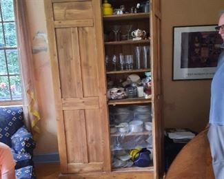 Another English Pine antique tall cabinet with shelves........great detail and character.  CHEAP CHIC