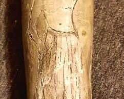 Important 1950s handmade ceramic tall table lamp by ROSE KREBS (Bauhaus & NYC)  with original shade. Male and Female figures poetically depicted with subtle glazes...........a unique estate sale "find"