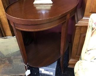 This oval bent wood table is beautiful.