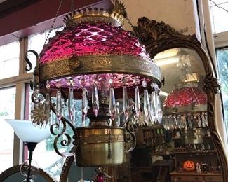 This beautiful hobnail cranberry light is simply beautiful.