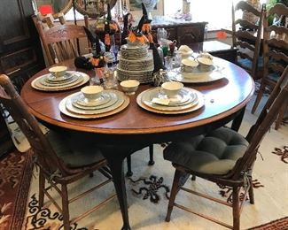 This round table is so comfy and inviting...so are the press back oak chairs