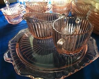 Lovely pink depression glass.
