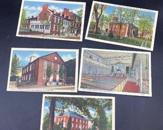 Set of 5 Vintage Post Cards of George Washingtons Churches Scenic Art