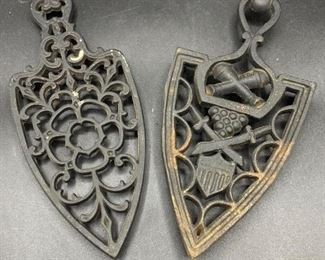 Pair of Cast Iron Trivets J.Z.H 1950s