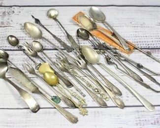 Vintage Antique Lot of Silver Plate Sterling Silver Tea Spoons Utensils