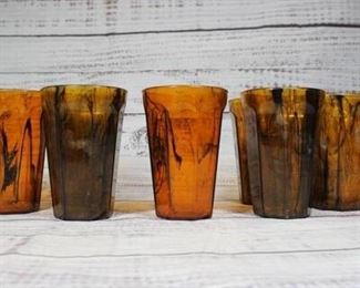 Retro Vintage Lot of Brown Translucent Plastic Restaurant Cups