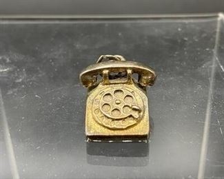 Vintage MM Sterling Silver 925 Rotary Telephone Charm Pendant