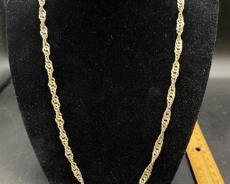 Sterling Silver 925 Loosely Twisted Link Chain Necklace