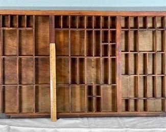 Antique Vintage Wood Letterpress Type Tray