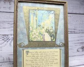 Vintage Framed Art Deco Nouveau Poem