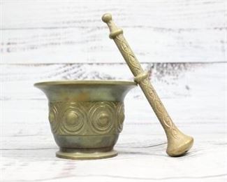 Vintage Bronze Brass Metal Mortar Pestle