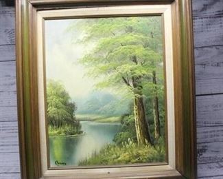 Vintage Framed Signed Nature Woods Painted Scenery by Wendy Reeves