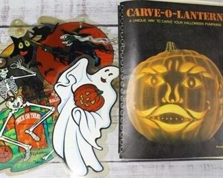 Vintage Halloween Decorations and Pumpkin Carving Book