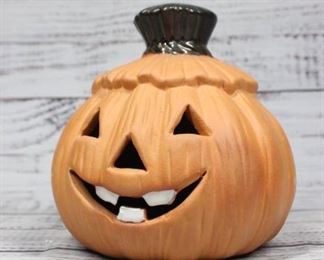 Vintage Hand Painted Ceramic Pumpkin JackOLantern