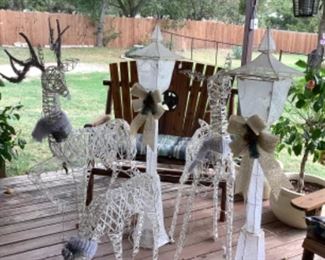 Christmas reindeer’s & 2  lamp post