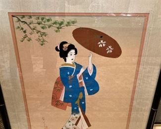One of several framed Asian prints
