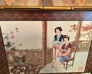 One of three framed Asian pictures